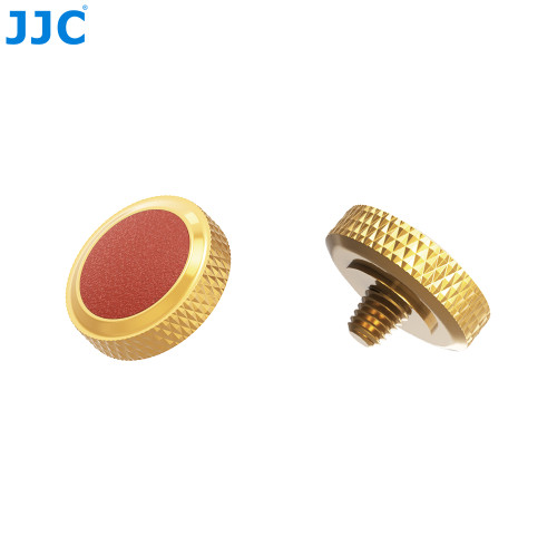 JJC Threaded Deluxe Soft Release Button (Dark Goldenrod Plated with Brown Microfiber Leather Surface)