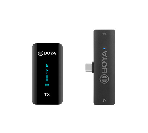Boya Dual-channel 2.4G wireless lavalier microphone Type-C plug-play receiver, powered by device directly. (1 transmitter +1 receiver) BY-XM6-S5