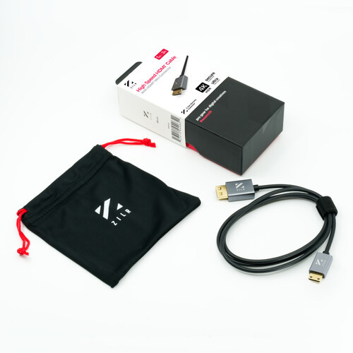ZILR 4Kp60 Ultra Thin 3.5mm, High Speed HDMI 2.0b, Mini HDMI to Full HDMI Cable 1m