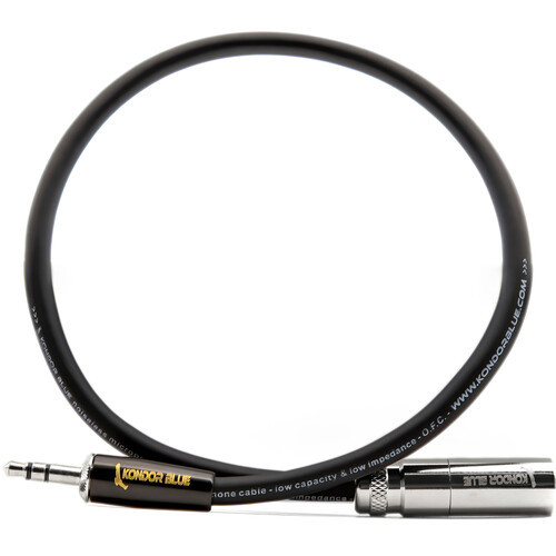 Kondor Blue 35.5cm Mini XLR Male to 3.5mm Mono Mini Plug Audio Cable for RODE on Camera Mic Systems and Shotguns