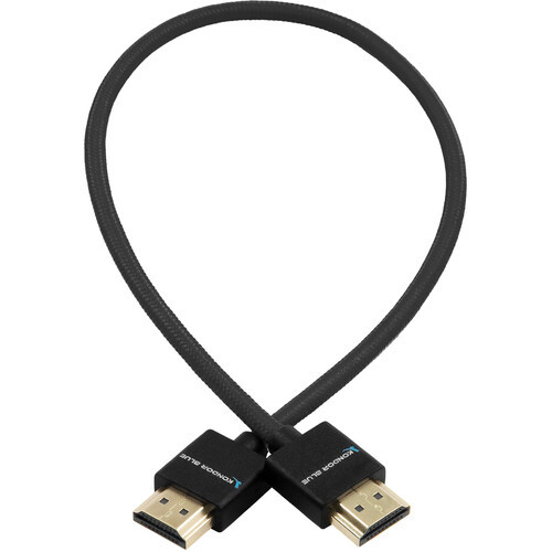 Kondor Blue HDMI to HDMI 40cm Thin Braided Cable for on Camera Monitors (Black)
