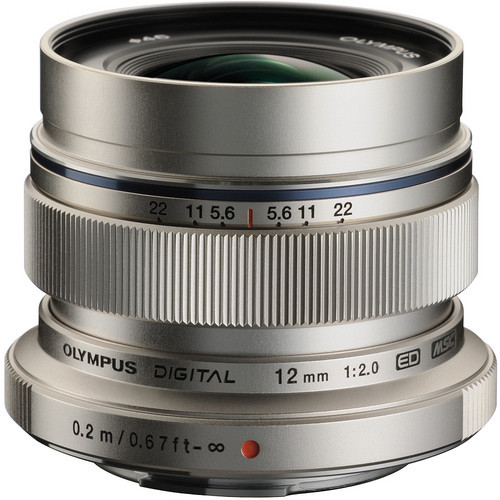 Olympus M.Zuiko Digital ED 12mm f2.0 Lens (Silver) + Half Price Lens