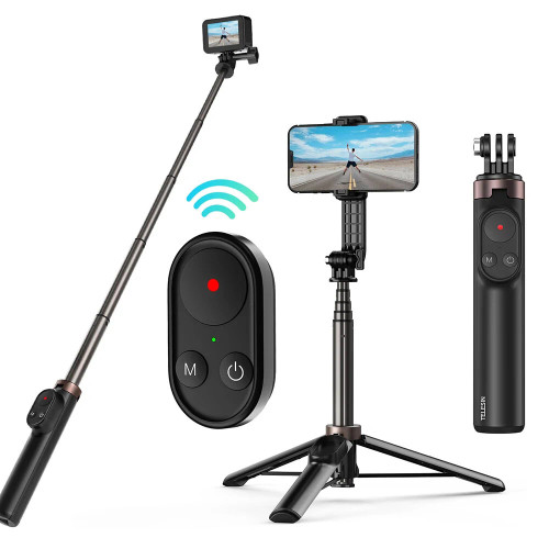 Telesin Vlog Selfie Stick With Remote Control For GoPro12/11/10/9/8/Max/Mobilephone