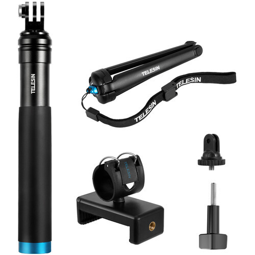 Telesin Selfie Aluminum Monopod With Aluminum Tripod StaND For GoPro Cameras (ExteND To 90Cm,Box Package)