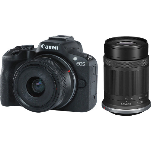 Canon EOS R50 Mirrorless Camera Twin Kit with 18-45mm and 55-210mm Lenses (Black) + CASH BACK