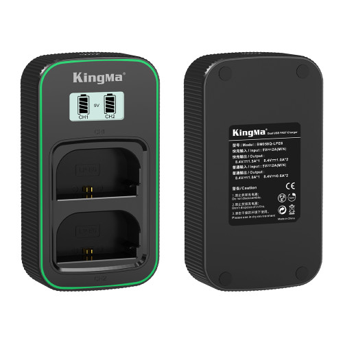 Kingma PD3.0 9V/2A Dual LCD Battery Charger for Canon LP-E6/LP-E6N/LP-E6NH