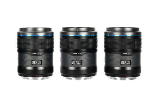 Sirui Sniper 23mm, 33mm & 56mm F1.2 APSC Auto-Focus Lens Kit (Z Mount, Black, Carbon Fiber)