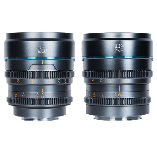 Sirui Night Walker 16mm & 75mm T1.2 S35 Cine 2-Lens Set (RF Mount, Metal Grey,Customise protective case included  )