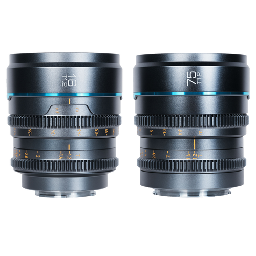 Sirui Night Walker 16mm & 75mm T1.2 S35 Cine 2-Lens Set (RF Mount, Metal Grey,Customise protective case included  )