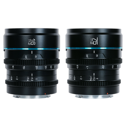 Sirui Night Walker 16mm & 75mm T1.2 S35 Cine 2-Lens Set (X Mount, Black,Customise protective case included )