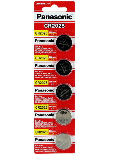 5-Pack Panasonic CR2025 Lithium Battery 3v