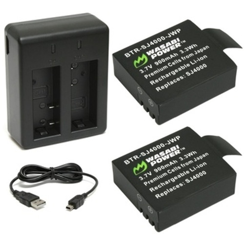 Wasabi Power Battery (2pack) & Double Charger Kit - SJ4000
