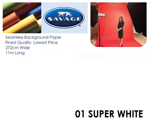 SAVAGE01 Super White Paper Backdrop Roll (Contact us for shipping quotes)