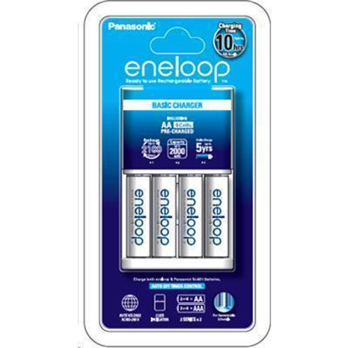 Panasonic Eneloop Basic Charger + AA Eneloop Batteries (2000mAh, 4 Pack)