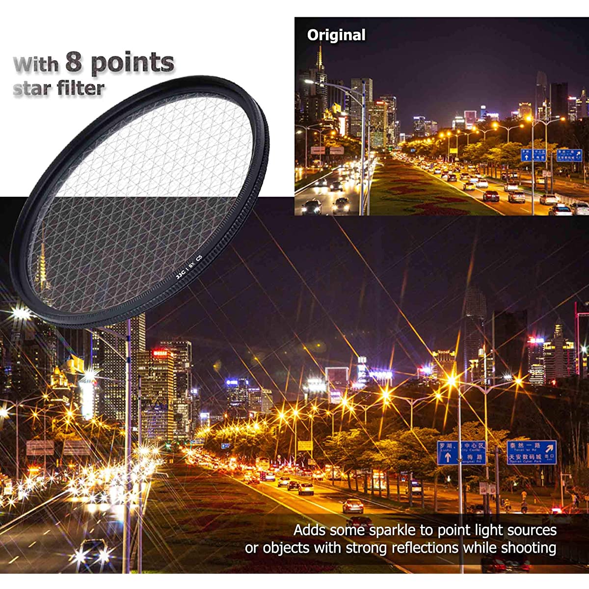 JJC Star Filter 3-pack Kit (4 points, 6 points and 8 points) 67mm ...