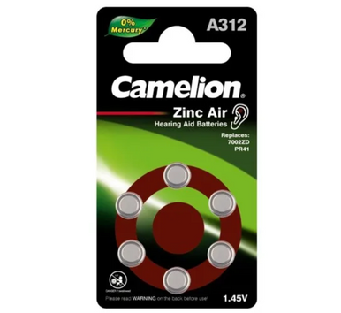 CAMELION A312 1.4V ZINC AIR 6PK [OM10]