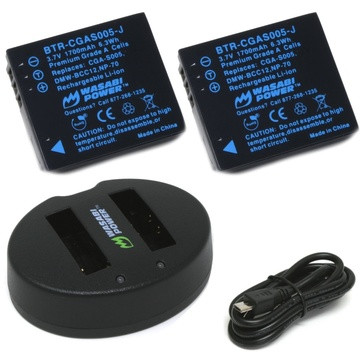 Wasabi Power Battery (2-Pack) And Dual USB Charger For Panasonic CGA-S005 Dmw-BCC12