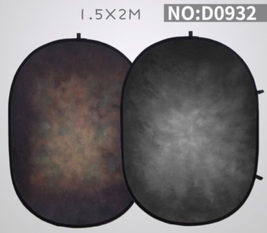 Kaol 1.5x2m Collapsible/Reversible Background Hand Painted Chocolate/Grey