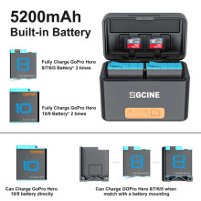 ZGCINE Mini Dual Charging Case with Battery for GoPro HERO 12/11/10/9