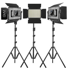 GVM RGB LED Studio Video Light Bi-Color Soft 3-Light Panel Kit