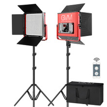 GVM 520LS-R Bi-Color LED 2-Panel Kit (Red) with APP, Barndoor, Diffuser