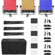 GVM RGB LED Studio Video Light Bi-Color Soft 3-Light Panel Kit 50SM-3L
