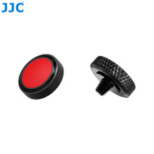JJC Threaded Deluxe Soft Release Button (Black Plated with Red Microfiber Leather Surface)