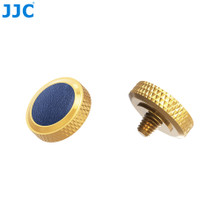 JJC Threaded Deluxe Soft Release Button (Dark Goldenrod Plated with Blue Microfiber Leather Surface)