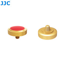 JJC Threaded Deluxe Soft Release Button (Dark Goldenrod Plated with Red Microfiber Leather Surface)
