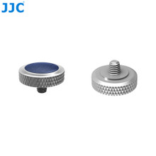 JJC Threaded Deluxe Soft Release Button (Grey Plated with Blue Microfiber Leather Surface)