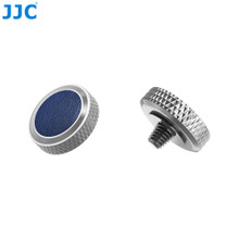 JJC Threaded Deluxe Soft Release Button (Grey Plated with Blue Microfiber Leather Surface)