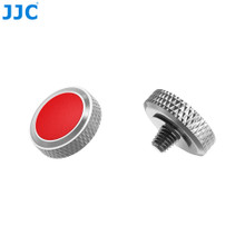 JJC Threaded Deluxe Soft Release Button (Grey Plated with Red Microfiber Leather Surface)