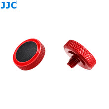 JJC Threaded Deluxe Soft Release Button (Bright Red Plated with Black Microfiber Leather Surface)