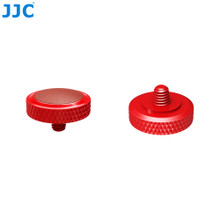 JJC Threaded Deluxe Soft Release Button (Bright Red Plated with Brown Microfiber Leather Surface)