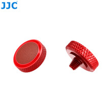 JJC Threaded Deluxe Soft Release Button (Bright Red Plated with Brown Microfiber Leather Surface)
