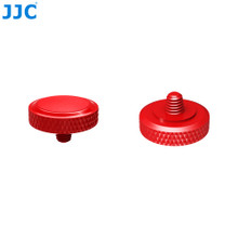 JJC Threaded Deluxe Soft Release Button (Bright Red Plated with Red Microfiber Leather Surface)