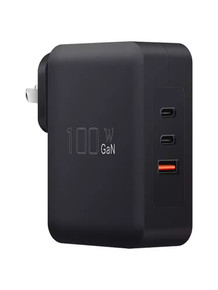 Photogear GaN USB PD Power Adapter 100W Fast Charger Black (2x USB Type-C, 1x USB Type-A)