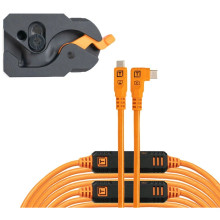 Tether Tools LeverLock & Optima Cable Kit (9.2m, High-Visibility Orange, Right-Angle)