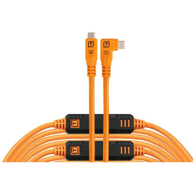 Tether Tools TetherPro Optima USB-C Cable (9.4m, High-Visibility Orange, Right-Angle)
