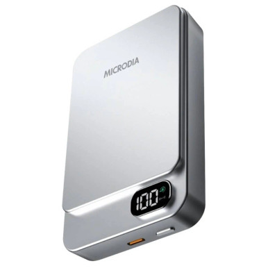 MICRODIA 35W Snappower Alumaire Magnetic Power Bank 10,000mAh (Silver)