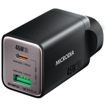 MICRODIA SMARTCube Nano 45W Dual Port GaN Wall Charger (Black)