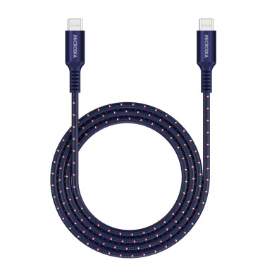 MICRODIA ExeCable Tweed PD240W 1.0m USB-C to USB-C Cable (Navy)