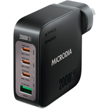 MICRODIA SMARTCube Nano 200W 4 Port GaN Wall Charger (Black)
