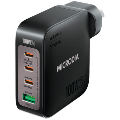 MICRODIA SMARTCube Nano 100W 4 Port GaN Wall Charger (Black)
