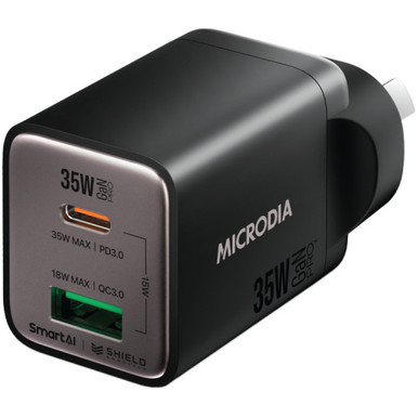 MICRODIA SMARTCube Nano 35W Dual Port GaN Wall Charger (Black)