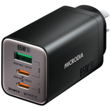 MICRODIA SMARTCube Nano 65W Tri Port GaN Wall Charger (Black)