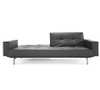 Mid-Century Modern Splitback Black Leather Convertible Sleeper Sofa