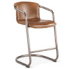 Industrial Loft Metal and Chestnut Leather Counter Stool