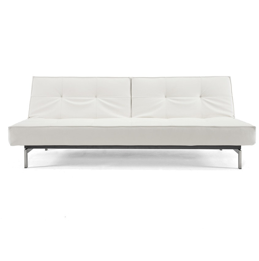 Splitback Deluxe White Leather Convertible Sofa Bed