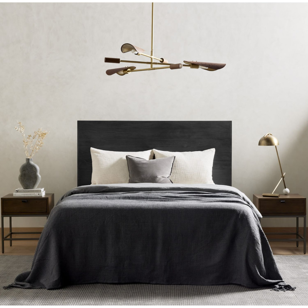 Trey Black Solid Wood Platform Bed
